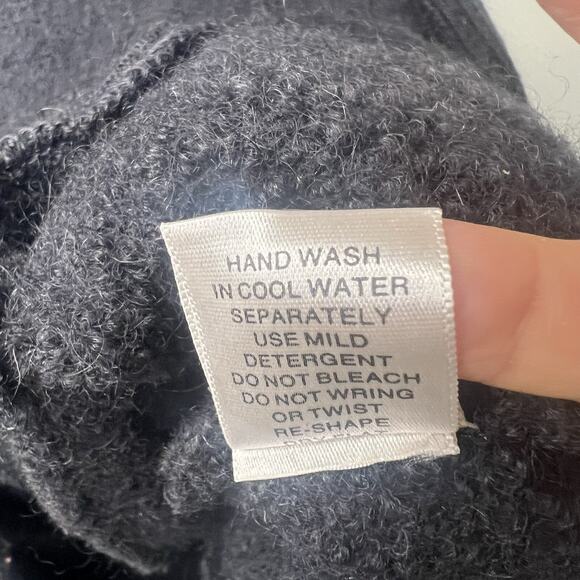 Vintage Christopher & Banks Women 100% Wool Cardigan Full Zip Sz L Black Japan - Picture 9 of 11